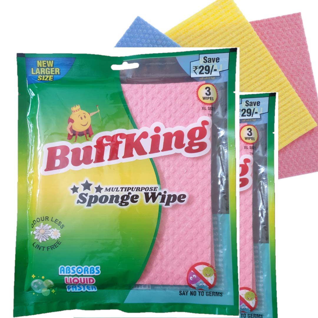BUFFKING 6 Pcs Sponge Wipe for Cleaning Kitchen Counter Tops