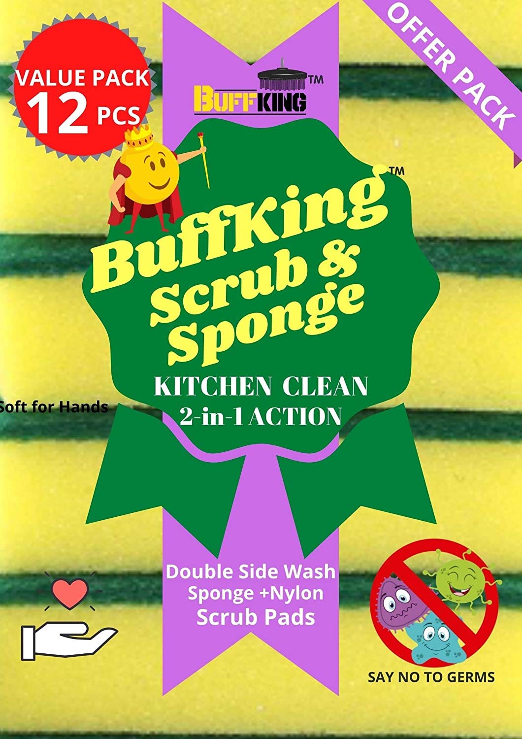 24pcs Non-Scratch Scrub Sponges Kitchen –